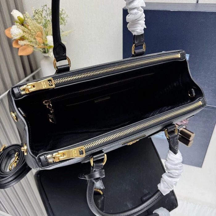 PRADA 1BA274 レザー ゴールド 斜め掛けバッグ、ショルダーバッグ ガレリア、クラシック、大 32x24x14cm サイズ:32x24x14cm