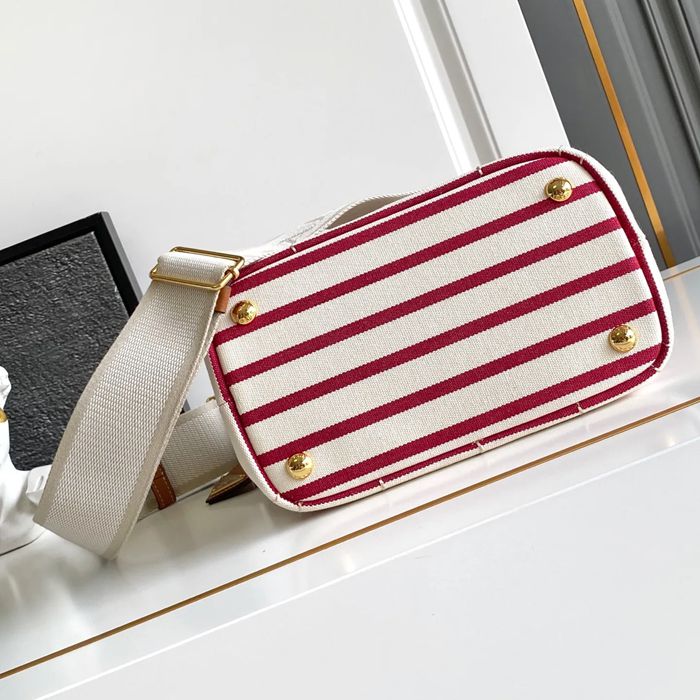 PRADA 1BA038 キャンバス、リネン プリント、ギンガム 斜め掛けバッグ、ショルダーバッグ、ハンドバッグ、ハンドバッグ ソフトラックス、編み、クラシック 22x15x13cm サイズ:22x15x13cm