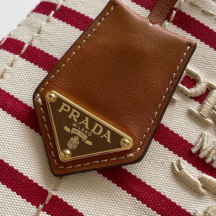 PRADA 1BA038 キャンバス、リネン プリント、ギンガム 斜め掛けバッグ、ショルダーバッグ、ハンドバッグ、ハンドバッグ ソフトラックス、編み、クラシック 22x15x13cm サイズ:22x15x13cm