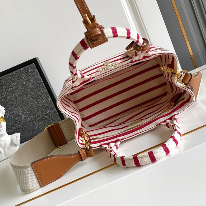 PRADA 1BA038 キャンバス、リネン プリント、ギンガム 斜め掛けバッグ、ショルダーバッグ、ハンドバッグ、ハンドバッグ ソフトラックス、編み、クラシック 22x15x13cm サイズ:22x15x13cm