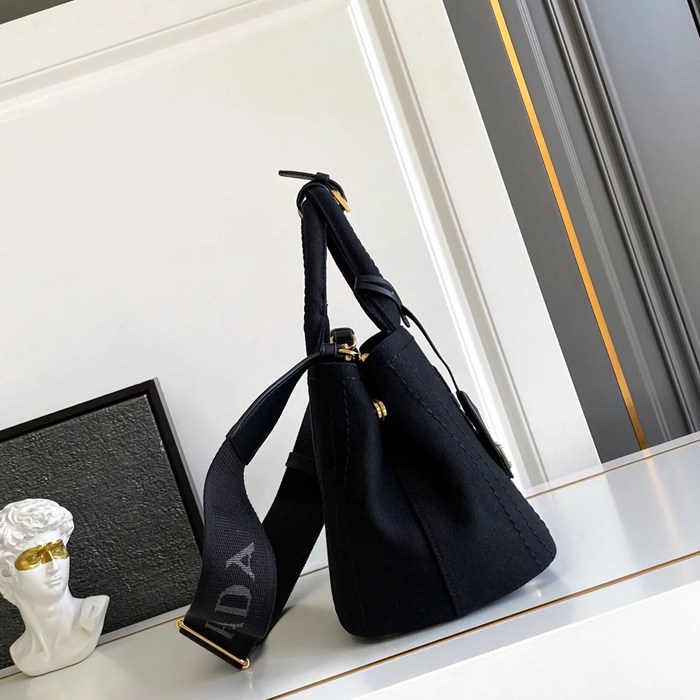 PRADA 1BG464 キャンバス、リネン プリント 斜め掛けバッグ、ショルダーバッグ、ハンドバッグ、ハンドバッグ ソフトラックス、編み、クラシック 26x19x15cm サイズ:26x19x15cm