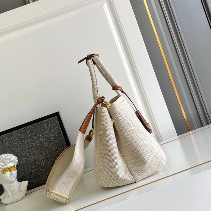 PRADA 1BG554 キャンバス、リネン プリント 斜め掛けバッグ、ショルダーバッグ、ハンドバッグ、ハンドバッグ ソフトラックス、編み、クラシック 33x20x19cm サイズ:33x20x19cm