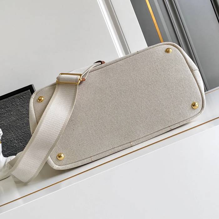 PRADA 1BG554 キャンバス、リネン プリント 斜め掛けバッグ、ショルダーバッグ、ハンドバッグ、ハンドバッグ ソフトラックス、編み、クラシック 33x20x19cm サイズ:33x20x19cm
