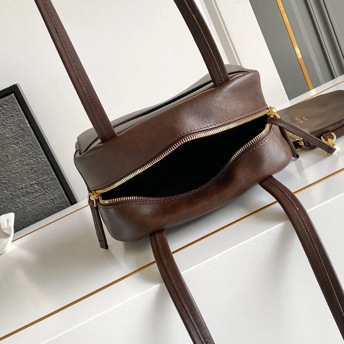 PRADA 1BB167 スエード、レザー ゴールド ショルダーバッグ、ハンドバッグ ヴィンテージ、ミニ 22x16x12cm サイズ:22x16x12cm