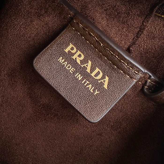 PRADA 1BB167 スエード、レザー ゴールド ショルダーバッグ、ハンドバッグ ヴィンテージ、ミニ 22x16x12cm サイズ:22x16x12cm