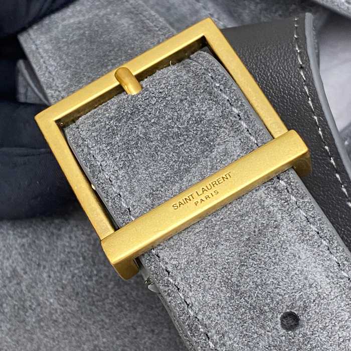 SAINT LAURENT 753837 マット グレー、ゴールド、マット 脇下バッグ 大、クラシック 31x30x13cm サイズ:31x30x13cm