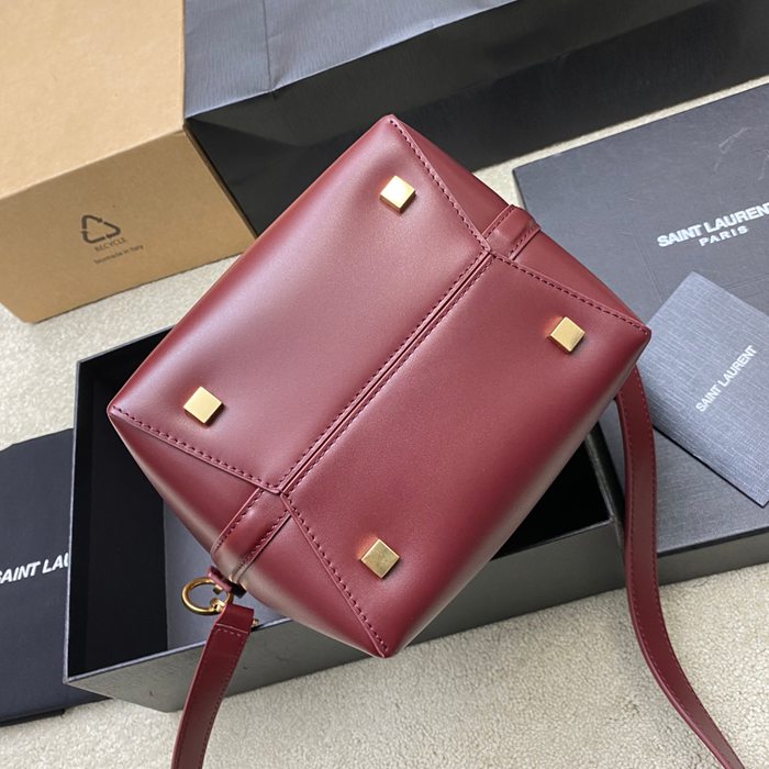 SAINT LAURENT 749036 カーフレザー、カーフ ブラック、レッド、ゴールド バケツバッグ クラシック 20x17x13cm サイズ:20x17x13cm