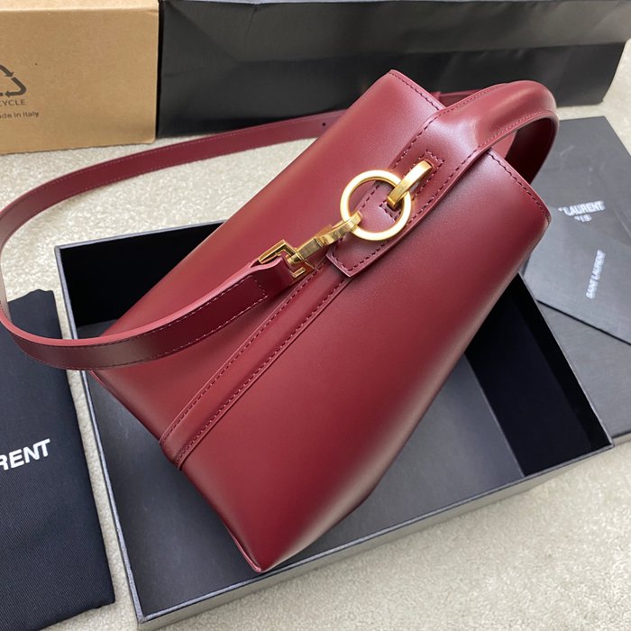 SAINT LAURENT 749036 カーフレザー、カーフ ブラック、レッド、ゴールド バケツバッグ クラシック 20x17x13cm サイズ:20x17x13cm