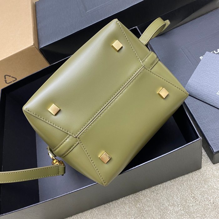 SAINT LAURENT 749036 カーフレザー、カーフ ブラック、グリーン、ゴールド バケツバッグ クラシック 20x17x13cm サイズ:20x17x13cm