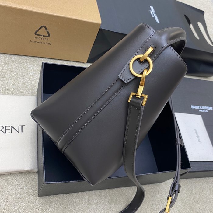 SAINT LAURENT 749036 カーフレザー、カーフ ブラック、グレー、ゴールド バケツバッグ クラシック 20x17x13cm サイズ:20x17x13cm