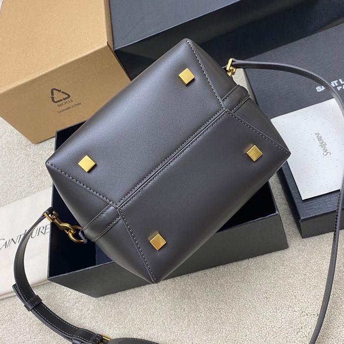 SAINT LAURENT 749036 カーフレザー、カーフ ブラック、グレー、ゴールド バケツバッグ クラシック 20x17x13cm サイズ:20x17x13cm