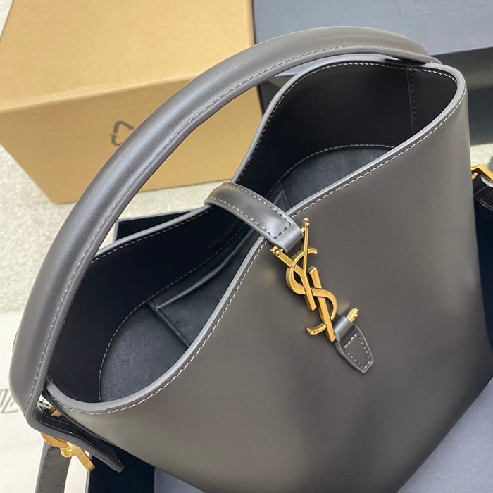 SAINT LAURENT 749036 カーフレザー、カーフ ブラック、グレー、ゴールド バケツバッグ クラシック 20x17x13cm サイズ:20x17x13cm
