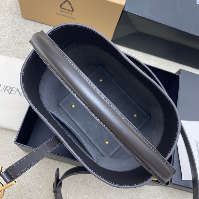 SAINT LAURENT 749036 カーフレザー、カーフ ブラック、グレー、ゴールド バケツバッグ クラシック 20x17x13cm サイズ:20x17x13cm