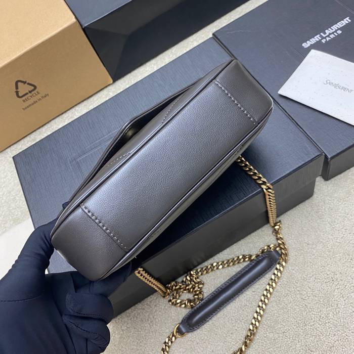 SAINT LAURENT 821749 ラムレザー グレー、ゴールド ハンドバッグ チェーン、ミニ 20x12cm サイズ:20x12cm