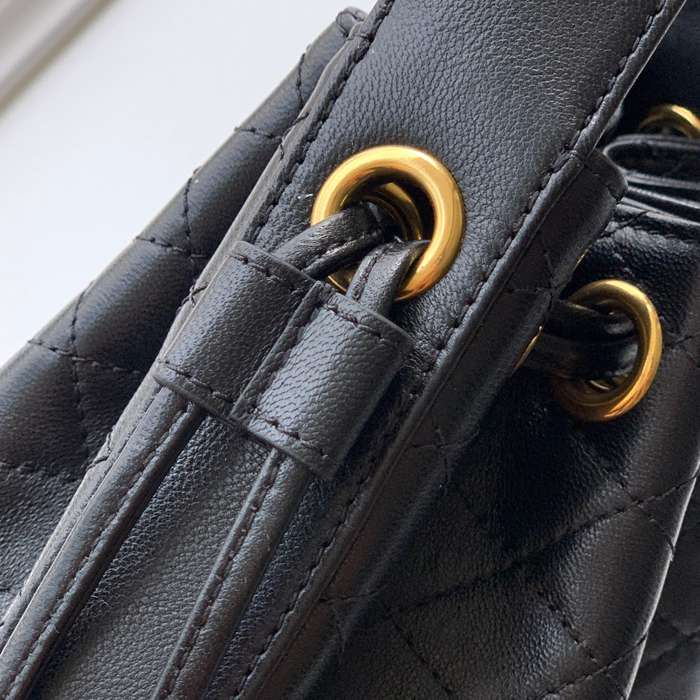 SAINT LAURENT 840886 ラムレザー、カーフレザー ブラック、ゴールド バケツバッグ チェーン、ベッキー、ミニ 25x11cm サイズ:25x11cm