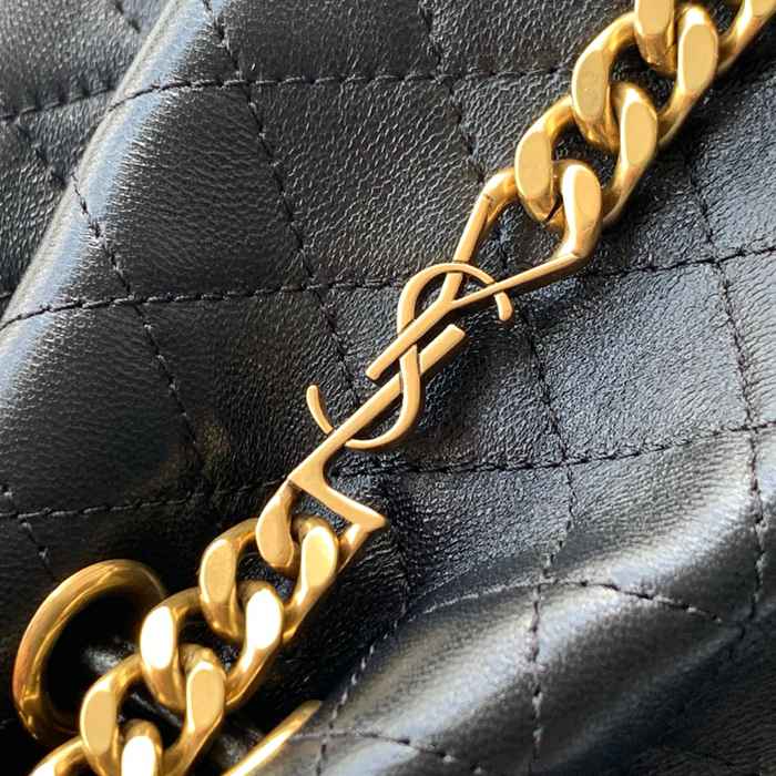 SAINT LAURENT 840886 ラムレザー、カーフレザー ブラック、ゴールド バケツバッグ チェーン、ベッキー、ミニ 25x11cm サイズ:25x11cm