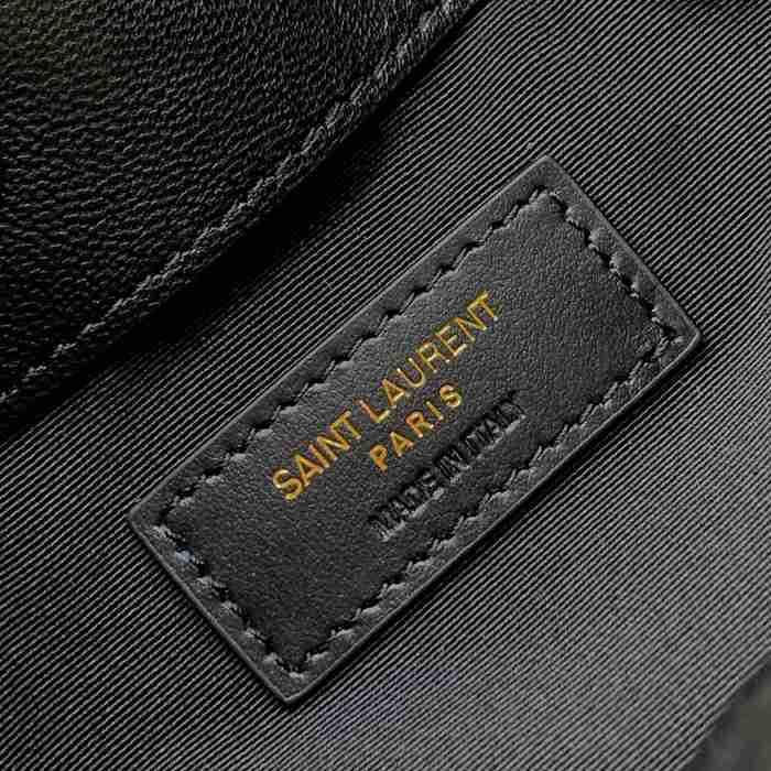 SAINT LAURENT 840886 ラムレザー、カーフレザー ブラック、ゴールド バケツバッグ チェーン、ベッキー、ミニ 25x11cm サイズ:25x11cm