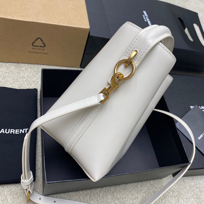 SAINT LAURENT 749036 カーフレザー、カーフ ブラック、ホワイト、ゴールド バケツバッグ クラシック 20x17x13cm サイズ:20x17x13cm