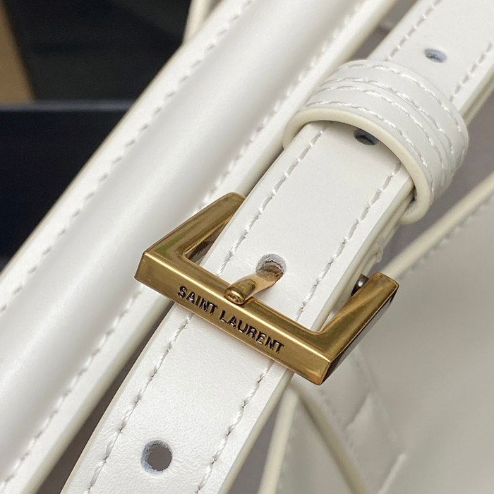 SAINT LAURENT 749036 カーフレザー、カーフ ブラック、ホワイト、ゴールド バケツバッグ クラシック 20x17x13cm サイズ:20x17x13cm