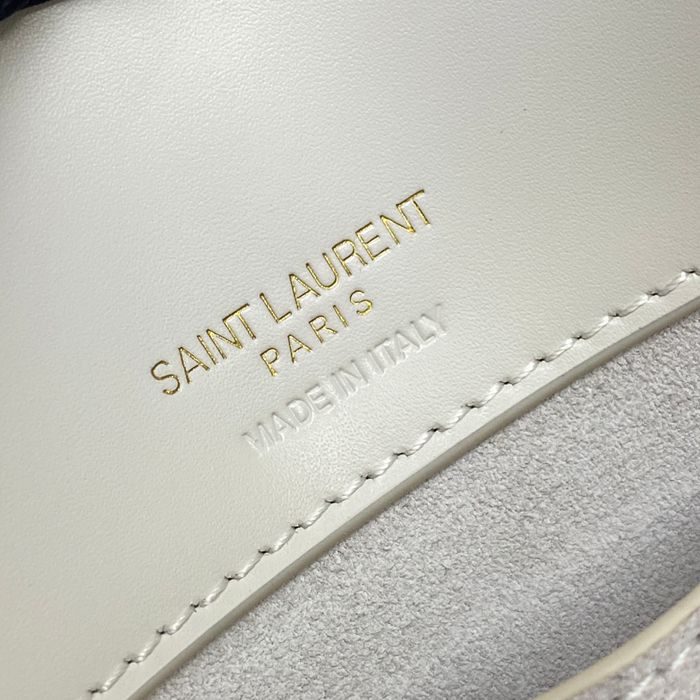 SAINT LAURENT 749036 カーフレザー、カーフ ブラック、ホワイト、ゴールド バケツバッグ クラシック 20x17x13cm サイズ:20x17x13cm