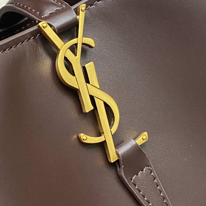 SAINT LAURENT 749036 カーフレザー、カーフ ブラック、ブラウン、ゴールド バケツバッグ クラシック 20x17x13cm サイズ:20x17x13cm