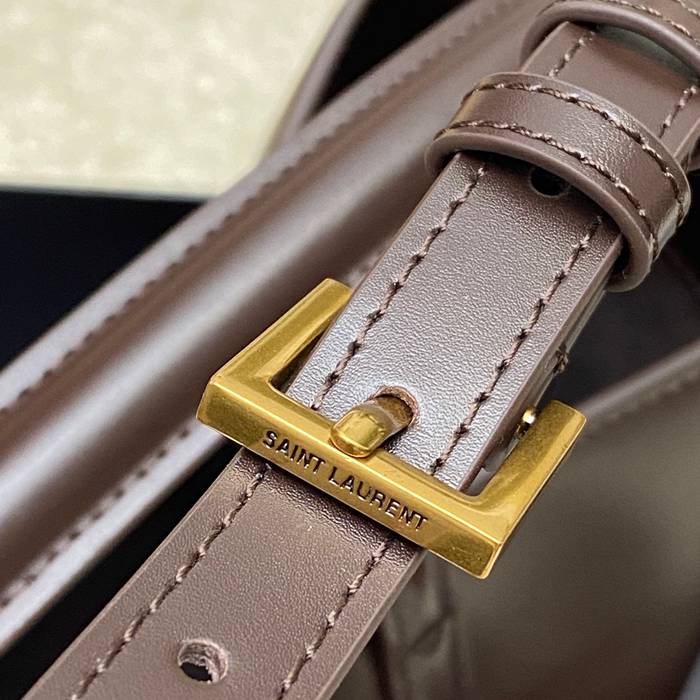 SAINT LAURENT 749036 カーフレザー、カーフ ブラック、ブラウン、ゴールド バケツバッグ クラシック 20x17x13cm サイズ:20x17x13cm