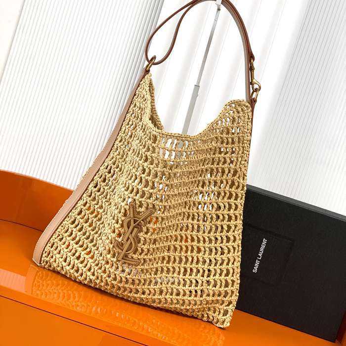 SAINT LAURENT 781289 編み ゴールド、ギンガム ハンドバッグ クラシック 40x37cm サイズ:40x37cm