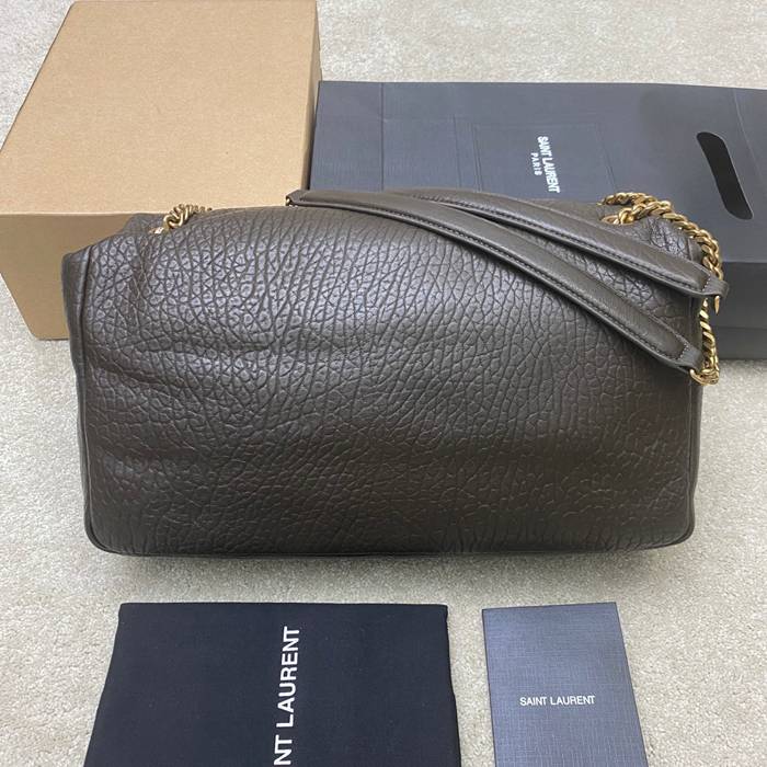 SAINT LAURENT 777399 ラムレザー、エレファント グリーン、ゴールド、エレファント ハンドバッグ クラシック 37x21x10cm サイズ:37x21x10cm