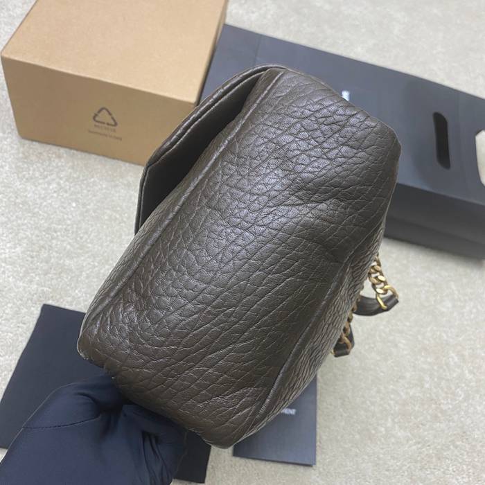 SAINT LAURENT 777399 ラムレザー、エレファント グリーン、ゴールド、エレファント ハンドバッグ クラシック 37x21x10cm サイズ:37x21x10cm