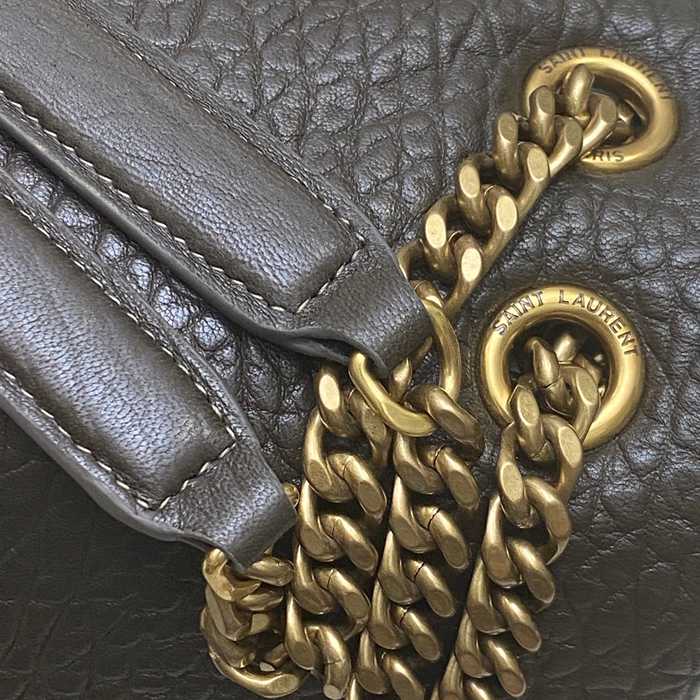 SAINT LAURENT 777399 ラムレザー、エレファント グリーン、ゴールド、エレファント ハンドバッグ クラシック 37x21x10cm サイズ:37x21x10cm