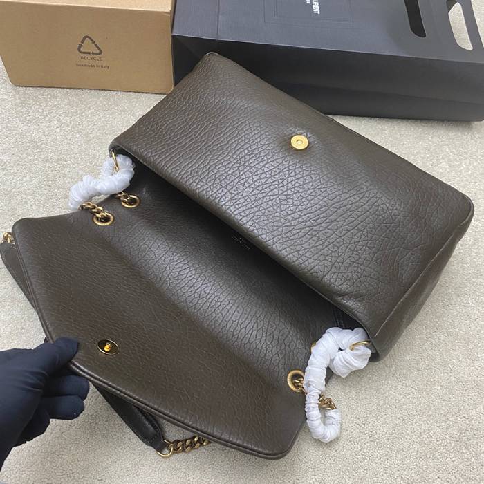 SAINT LAURENT 777399 ラムレザー、エレファント グリーン、ゴールド、エレファント ハンドバッグ クラシック 37x21x10cm サイズ:37x21x10cm