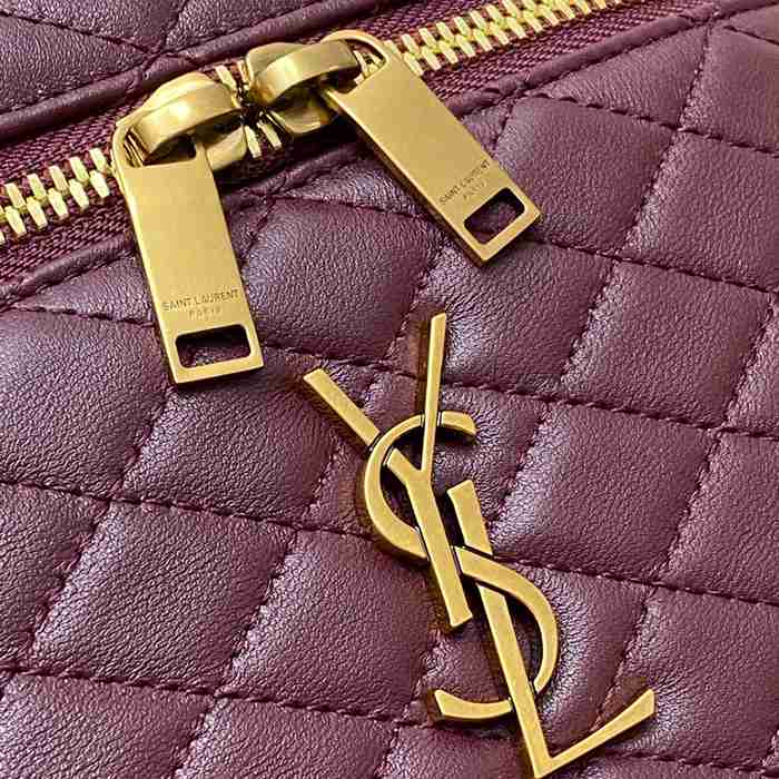 SAINT LAURENT 851572 ラムレザー レッド、ゴールド ハンドバッグ クラシック 15x8cm サイズ:22.5x15x8cm