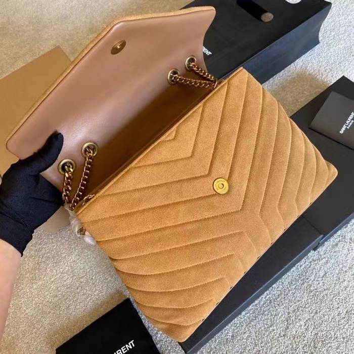 SAINT LAURENT 459749 マット ゴールド、イエロー、マット ハンドバッグ クラシック 32x22x12cm サイズ:32x22x12cm