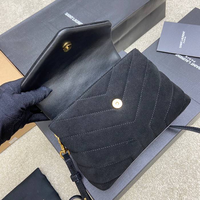 SAINT LAURENT 467072 マット ブラック、ゴールド、マット ハンドバッグ クラシック 20x14cm サイズ:20x14cm