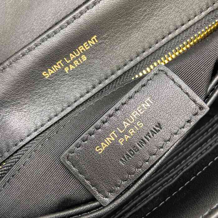 SAINT LAURENT 467072 マット ブラック、ゴールド、マット ハンドバッグ クラシック 20x14cm サイズ:20x14cm