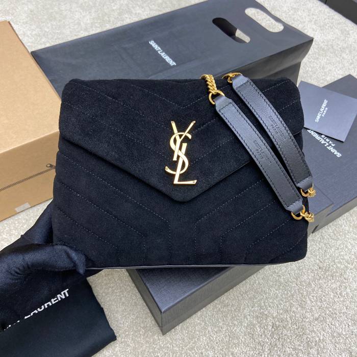 SAINT LAURENT 494699 マット ブラック、ゴールド、マット ハンドバッグ クラシック 25x17cm サイズ:25x17cm