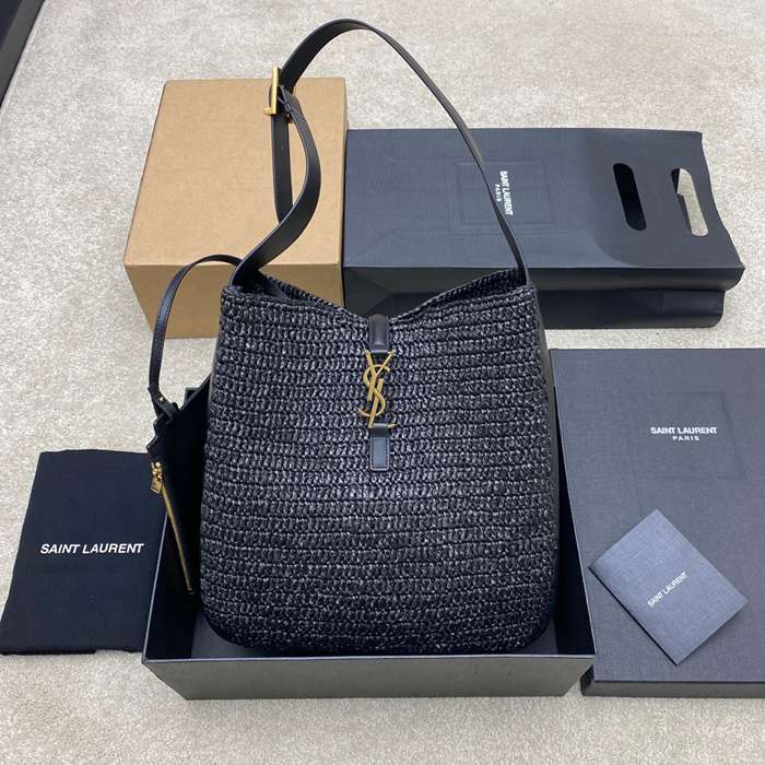 SAINT LAURENT 753837 編み ブラック、ゴールド 脇下バッグ 大、クラシック 31x30x13cm サイズ:31x30x13cm
