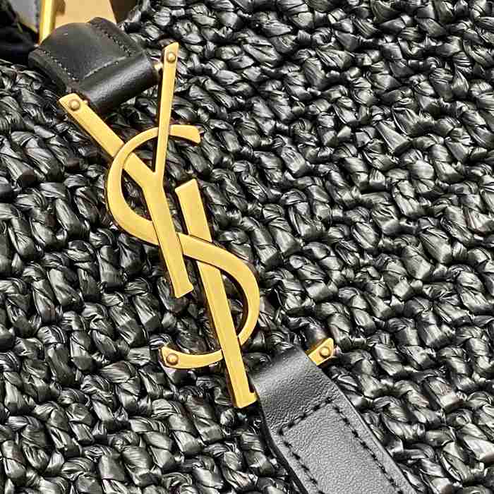 SAINT LAURENT 753837 編み ブラック、ゴールド 脇下バッグ 大、クラシック 31x30x13cm サイズ:31x30x13cm