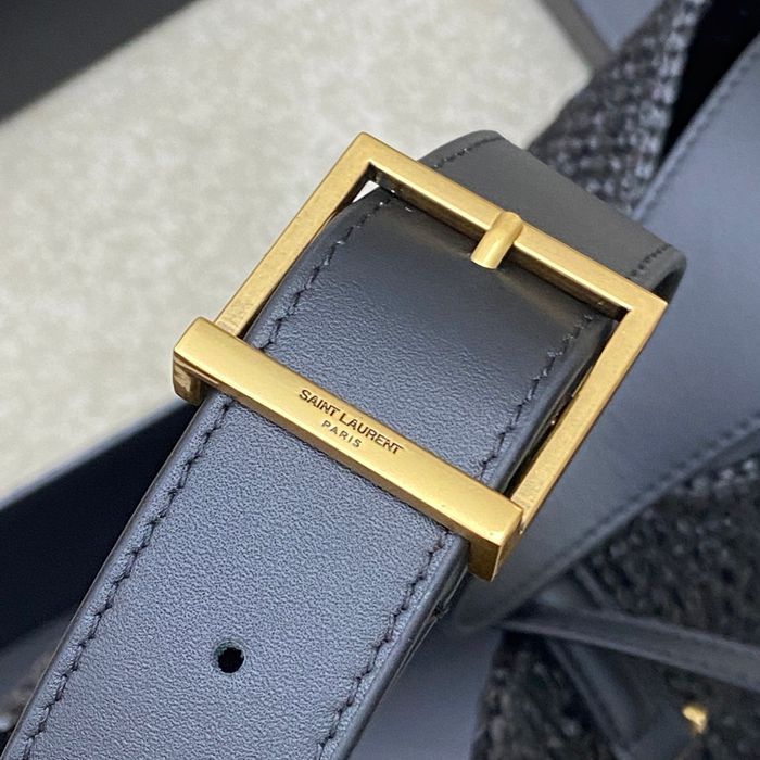 SAINT LAURENT 753837 編み ブラック、ゴールド 脇下バッグ 大、クラシック 31x30x13cm サイズ:31x30x13cm