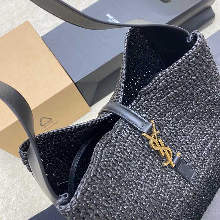 SAINT LAURENT 753837 編み ブラック、ゴールド 脇下バッグ 大、クラシック 31x30x13cm サイズ:31x30x13cm