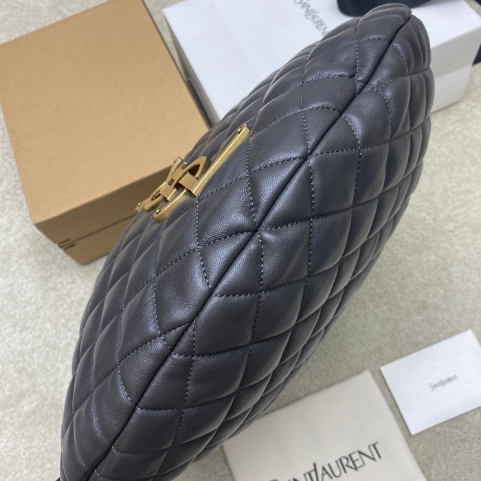 SAINT LAURENT 858160 ラムレザー グレー、ゴールド ハンドバッグ イカール 47x35x15cm サイズ:47x35x15cm