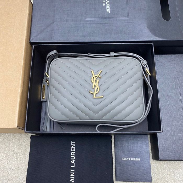 SAINT LAURENT 505730 グレー、ゴールド 斜め掛けバッグ クラシック 23x16cm サイズ:23x16cm