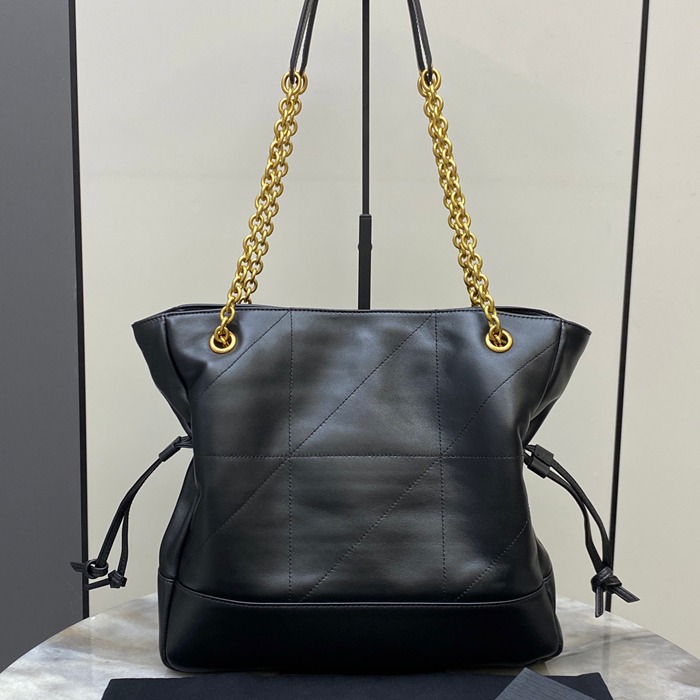 SAINT LAURENT 833948 ラムレザー ブラック、ゴールド トートバッグ、脇下バッグ ジェイミー 29x27x11cm サイズ:29x27x11cm