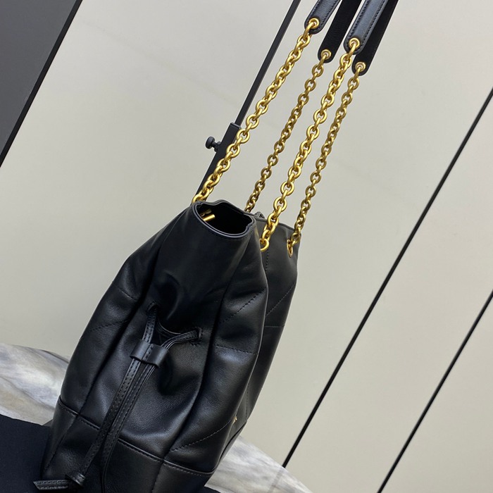 SAINT LAURENT 833948 ラムレザー ブラック、ゴールド トートバッグ、脇下バッグ ジェイミー 29x27x11cm サイズ:29x27x11cm