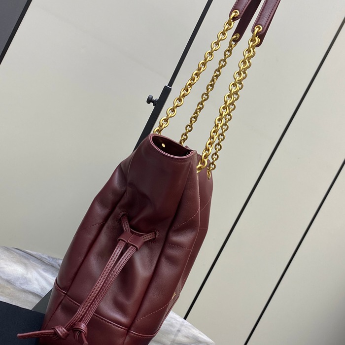 SAINT LAURENT 833948 ラムレザー レッド、ゴールド トートバッグ、脇下バッグ ジェイミー 29x27x11cm サイズ:29x27x11cm