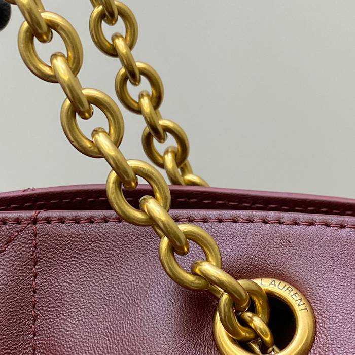 SAINT LAURENT 833948 ラムレザー レッド、ゴールド トートバッグ、脇下バッグ ジェイミー 29x27x11cm サイズ:29x27x11cm
