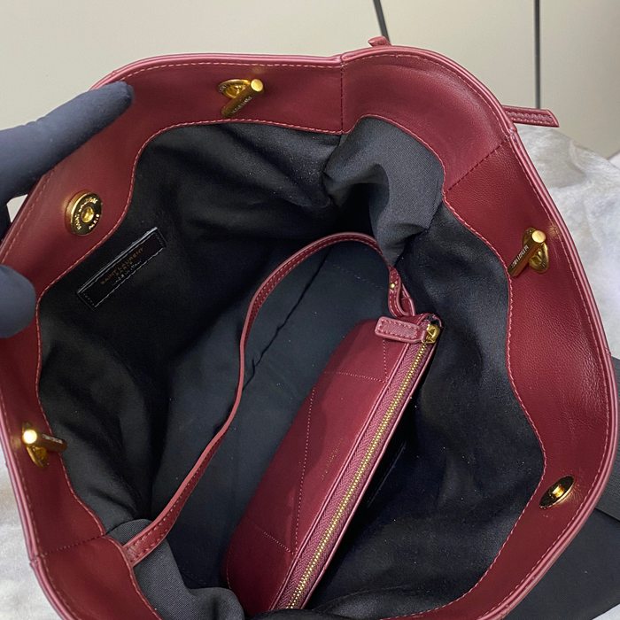 SAINT LAURENT 833948 ラムレザー レッド、ゴールド トートバッグ、脇下バッグ ジェイミー 29x27x11cm サイズ:29x27x11cm