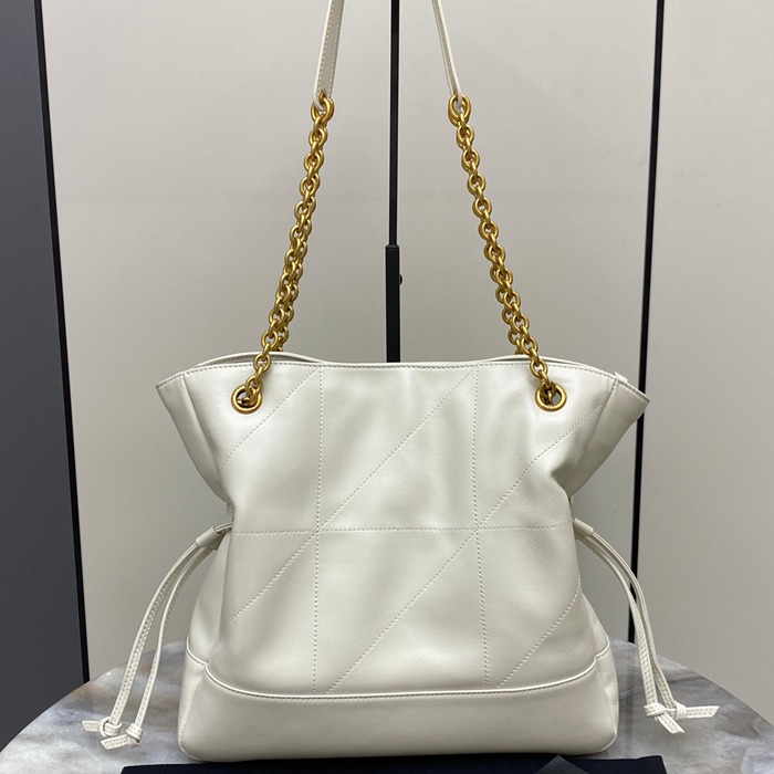 SAINT LAURENT 833948 ラムレザー ホワイト、ゴールド トートバッグ、脇下バッグ ジェイミー 29x27x11cm サイズ:29x27x11cm