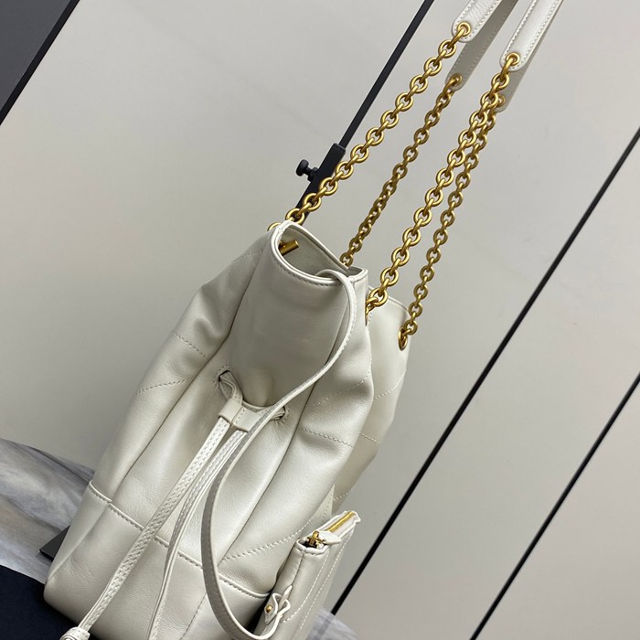 SAINT LAURENT 833948 ラムレザー ホワイト、ゴールド トートバッグ、脇下バッグ ジェイミー 29x27x11cm サイズ:29x27x11cm