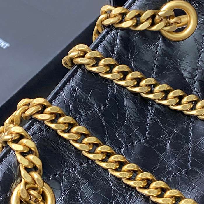 SAINT LAURENT 871151 カーフレザー ブラック、ゴールド ハンドバッグ チェーン、ニキ、大 33x27x14cm サイズ:33x27x14cm